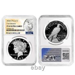 Presale 2024-S Proof $1 Morgan and Peace Silver Dollar 2pc Set NGC PF69UC F