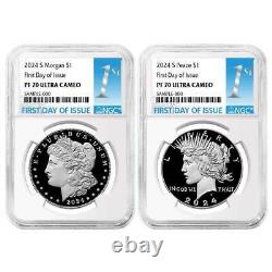Presale 2024-S Proof $1 Morgan and Peace Silver Dollar 2pc Set NGC PF70UC F