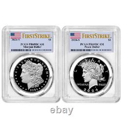 Presale 2024-S Proof $1 Morgan and Peace Silver Dollar 2pc Set PCGS PR69DCA