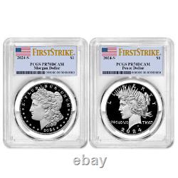 Presale 2024-S Proof $1 Morgan and Peace Silver Dollar 2pc Set PCGS PR70DCA