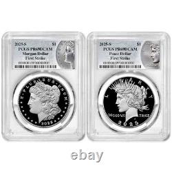 Presale 2025-S Proof $1 Morgan and Peace Silver Dollar 2pc Set PCGS PR69DCA