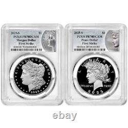 Presale 2025-S Proof $1 Morgan and Peace Silver Dollar 2pc Set PCGS PR70DCA