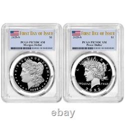 Presale 2025-S Proof $1 Morgan and Peace Silver Dollar 2pc Set PCGS PR70DCA