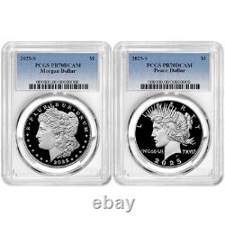Presale 2025-S Proof $1 Morgan and Peace Silver Dollar 2pc Set PCGS PR70DCA