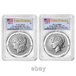 Presale 2025-S Reverse Proof $1 Morgan and Peace Silver Dollar 2pc Set PCGS