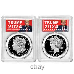 Presale 2pc Set 2024-S $1 Proof Morgan and Peace Silver Dollar PCGS PR69D