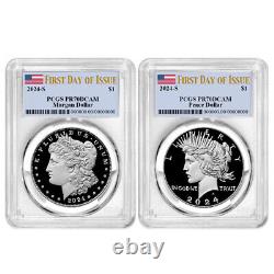 Presale 2pc Set 2024-S $1 Proof Morgan and Peace Silver Dollar PCGS PR70D