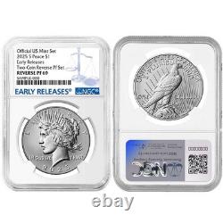 Presale 2pc Set 2025-S Reverse Proof $1 Morgan and Peace Silver Dollar NGC