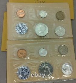 Proof Set Lot 1962 1963 1964 Silver Quarter Half Dollar Some withEnvelopes +1968