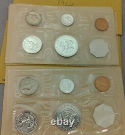 Proof Set Lot 1962 1963 1964 Silver Quarter Half Dollar Some withEnvelopes +1968