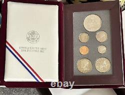 RARE 1996 S Prestige Proof Set 90% Silver Dollar. 7 Coins WithCOA