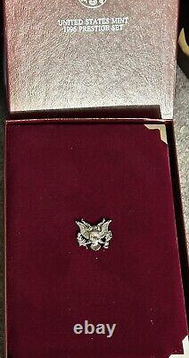 RARE 1996 S Prestige Proof Set 90% Silver Dollar. 7 Coins WithCOA