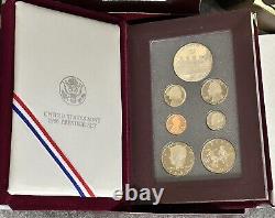 RARE 1996 S Prestige Proof Set 90% Silver Dollar. 7 Coins WithCOA