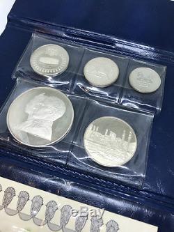 Rare 1971 Empire Of Iran 5 Coin Silver Proof Set With Case & C. O. A