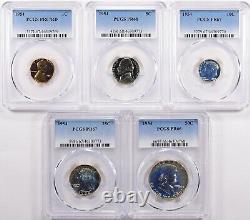 Rare and Beautiful! 1954 1c-50c Proof Set PCGS Proof-66/67/68 (5 Coins) Toned