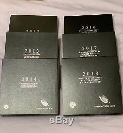 Run Of 6 Sets Limited Edition Silver Proof Sets 2012-2018