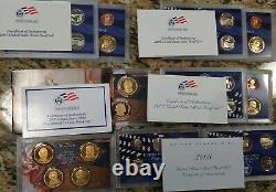 Run of'blue box' Proof Sets 1999 2000 2001 2002 2003 2004 2005 2006 2007 2008