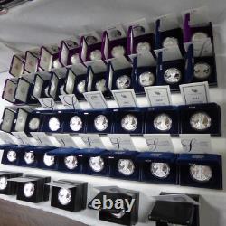 Set Of (40) 1986 to 2025 Proof Silver Eagles withOGP & COA