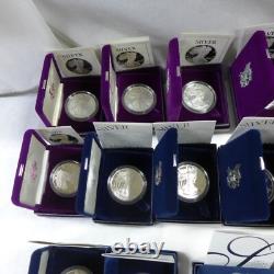 Set Of (40) 1986 to 2025 Proof Silver Eagles withOGP & COA