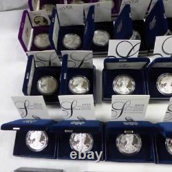 Set Of (40) 1986 to 2025 Proof Silver Eagles withOGP & COA