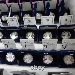Set Of (40) 1986 to 2025 Proof Silver Eagles withOGP & COA