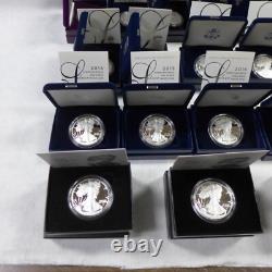 Set Of (40) 1986 to 2025 Proof Silver Eagles withOGP & COA