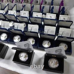 Set Of (40) 1986 to 2025 Proof Silver Eagles withOGP & COA