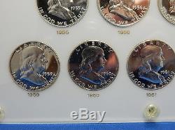 Set of 14 Franklin Proof Silver Half Dollar Coins 1950-1963 w Acrylic Case