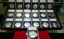 Set of 19 sterling silver coins proof condition