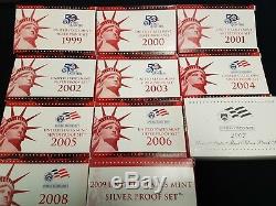Silver Proof Sets 1999-2009, All 11 sets