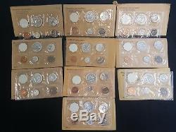 Silver Proof Sets from 1955-1964, All 10 sets