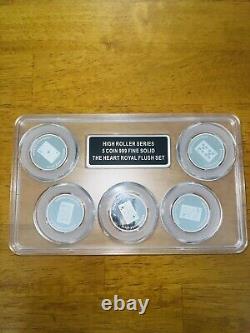 Silver Proof Solid. 999% Casino Cards Round Chips 4 Flush Sets 20 Token. Read