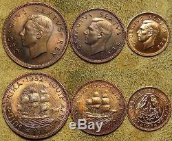 South Africa 1952 Long Proof Set Gold Full & 1/2 Sovereigns and Silver 5s