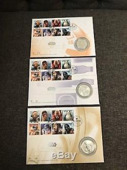 Star Wars Silver Proof Coin/Medal Cover Full Set(Limited Edition) Royal Mail