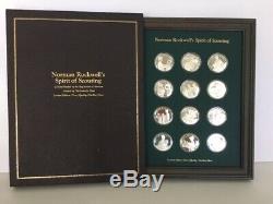 Sterling Silver Proof Medal Set of 12 Norman Rockwell's Spirit of Scouting