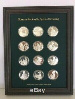 Sterling Silver Proof Medal Set of 12 Norman Rockwell's Spirit of Scouting