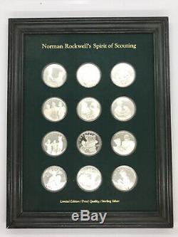 Sterling Silver Proof Medal Set of 12 Norman Rockwell's Spirit of Scouting 1972