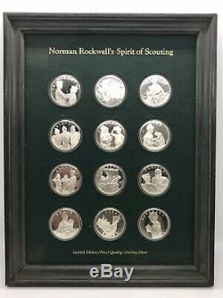 Sterling Silver Proof Medal Set of 12 Norman Rockwell's Spirit of Scouting 1972
