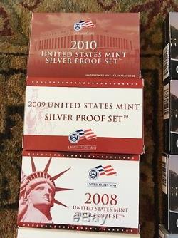 Superb Lot of 10 US Silver Proof Sets, 2006 2015