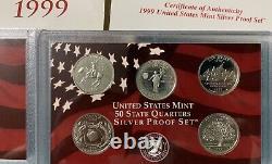 TEN (10) U. S. Mint SILVER PROOF sets 1999 through 2008