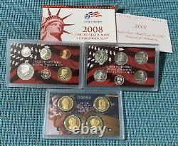 TEN (10) U. S. Mint SILVER PROOF sets 1999 through 2008