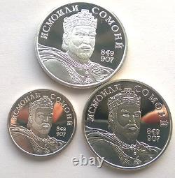 Tajikistan 2006 Independence Set of 3 Silver Coin Medals, Proof