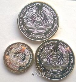 Tajikistan 2006 Independence Set of 3 Silver Coin Medals, Proof