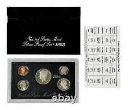 US 1992 1993 1995 Silver Proof Sets with COA's Packaging (3pcs)