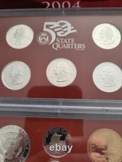 US MINT 2004 SILVER PROOF SET With COA MINT UNC. 10 COINS