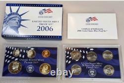 US Mint 10 Annual Proof Sets 1999, 2000,01,03,04,05,06,07,08 OGP BOX & COA