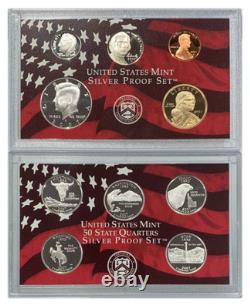 US Mint 2007 Silver Proof Set With Box and COA Uncirculated 10 Coin Set