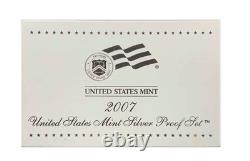US Mint 2007 Silver Proof Set With Box and COA Uncirculated 10 Coin Set