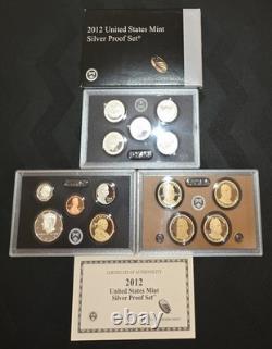 US Mint 2012 14 Coin Silver Proof Coin Set 1.33 Oz Total Silver! Great Condition