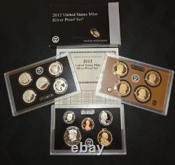 US Mint 2012 14 Coin Silver Proof Coin Set 1.33 Oz Total Silver! Great Condition